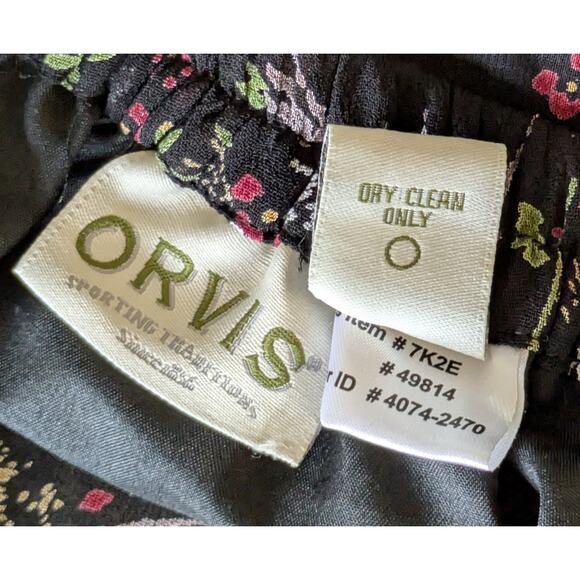 VTG Orvis A-Line Skirt Size XL Black Red White Floral Sheer Flowy Dressy Career - Picture 8 of 9